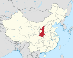 Shaanxin (punaisella) sijainti Kiinan kartalla.