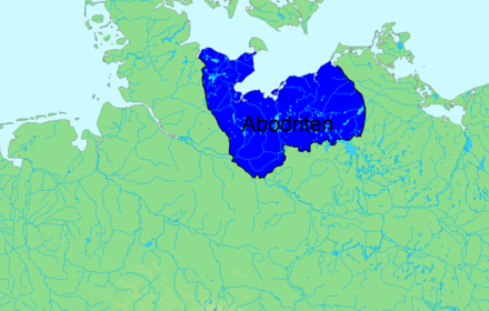 Les domaines des Abodrites et des Wagriens au début du XIIe siècle.