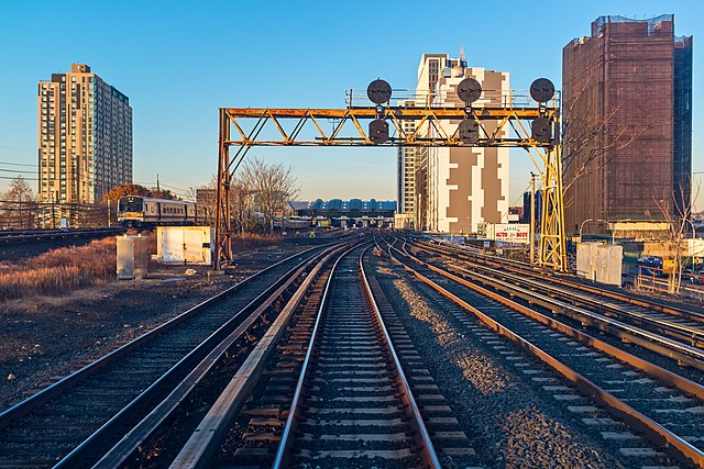 The Main Line near Jamaica, which is visible in the foreground.