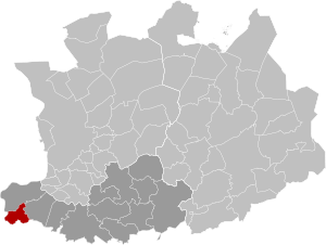 1977-2018年的聖阿曼茲市鎮在安特衛普省的位置
