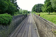 The station site in 2013, still an active line as the main route between Nottingham and Derby Site of Borrowash Station (geograph 3533593).jpg