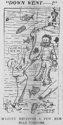 1904 editorial cartoon comparing casualties of war to McGinty Sottek cartoon about Russian sailors drowning.jpg