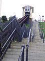 Southend Cliff Railway, Jean in her wedding dress, 28 April 2022 (more images)