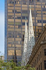 Spires of St. Patricks Cathedral rising above Fifth Avenue
