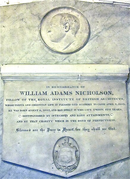 Memorial to W. A. Nicholson in St Benedict's Church, Lincoln