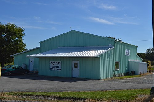 A butcher shop is the only building at the townsite Stemble's Meats.jpg