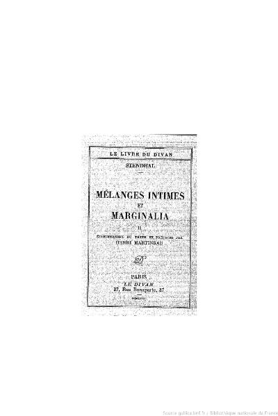 File:Stendhal - Mélanges intimes et Marginalia, II, 1936, éd. Martineau.djvu