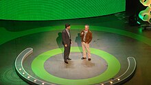 Steven Spielberg (right) joining Don Mattrick to present "Project Natal" at E3 2009 Steven Spielberg - E3 2009 (3587914362).jpg