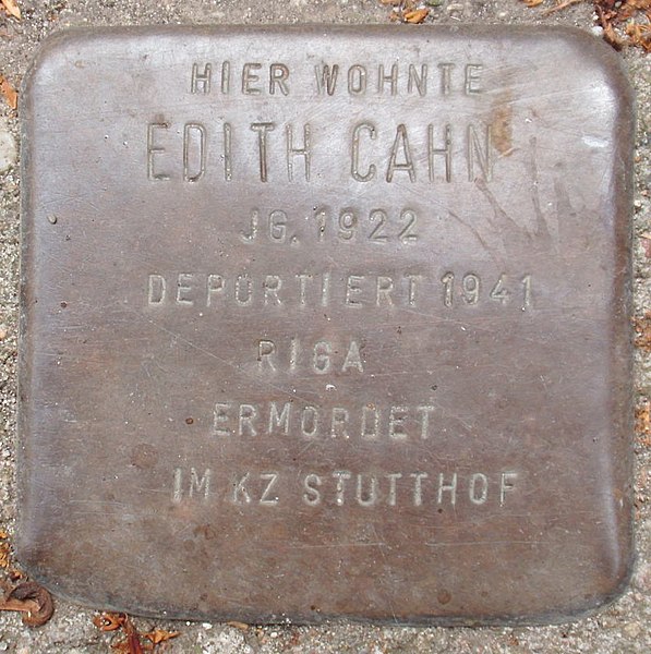 File:Stolperstein Abteistraße 35 (Edith Cahn) in Hamburg-Harvestehude.JPG