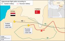 Approximate flight paths according to the Turkish and Russian forces.