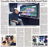 Image depicts a news article by the Washington Post discussing animation and data visualization in 2006.