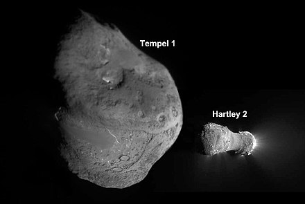 Tempel 1 and Hartley 2 compared