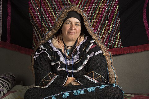 A nomad woman in Egypt wearing traditional clothes.