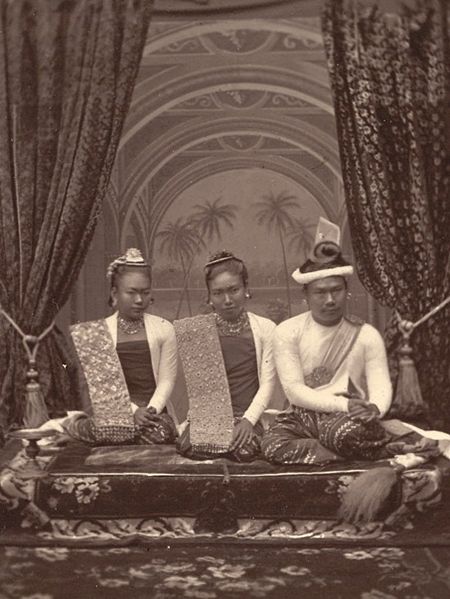Junior Queen Supayalay next to Queen Supayalat and King Thibaw