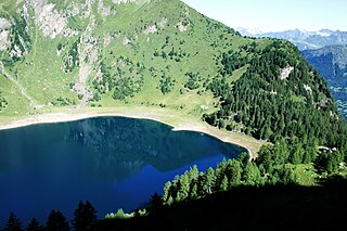 Tremorgio Lake mountain lake above Rodi and Fiesso, in the municipality of Prato Leventina in the canton of Ticino, Switzerland