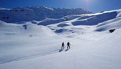 Skiers in western Norway