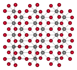 Tungsten ditelluride WTe2 - single layer top view - terdistorsi 1T atau Td struktur - W abu-abu Te merah.png