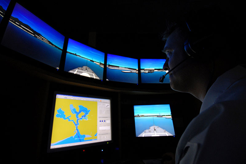 File:US Navy 070314-N-4965F-012 Quartermaster 1st Class Micky Young, assigned to Afloat Training Group Middle Pacific (ATG MIDPAC), operates the Navigation, Seamanship and Shiphandling Trainer (NSST) master control station.jpg