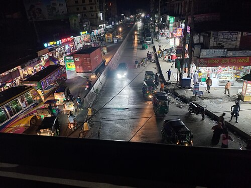 View from paduar bazar biswaroad flying over at night