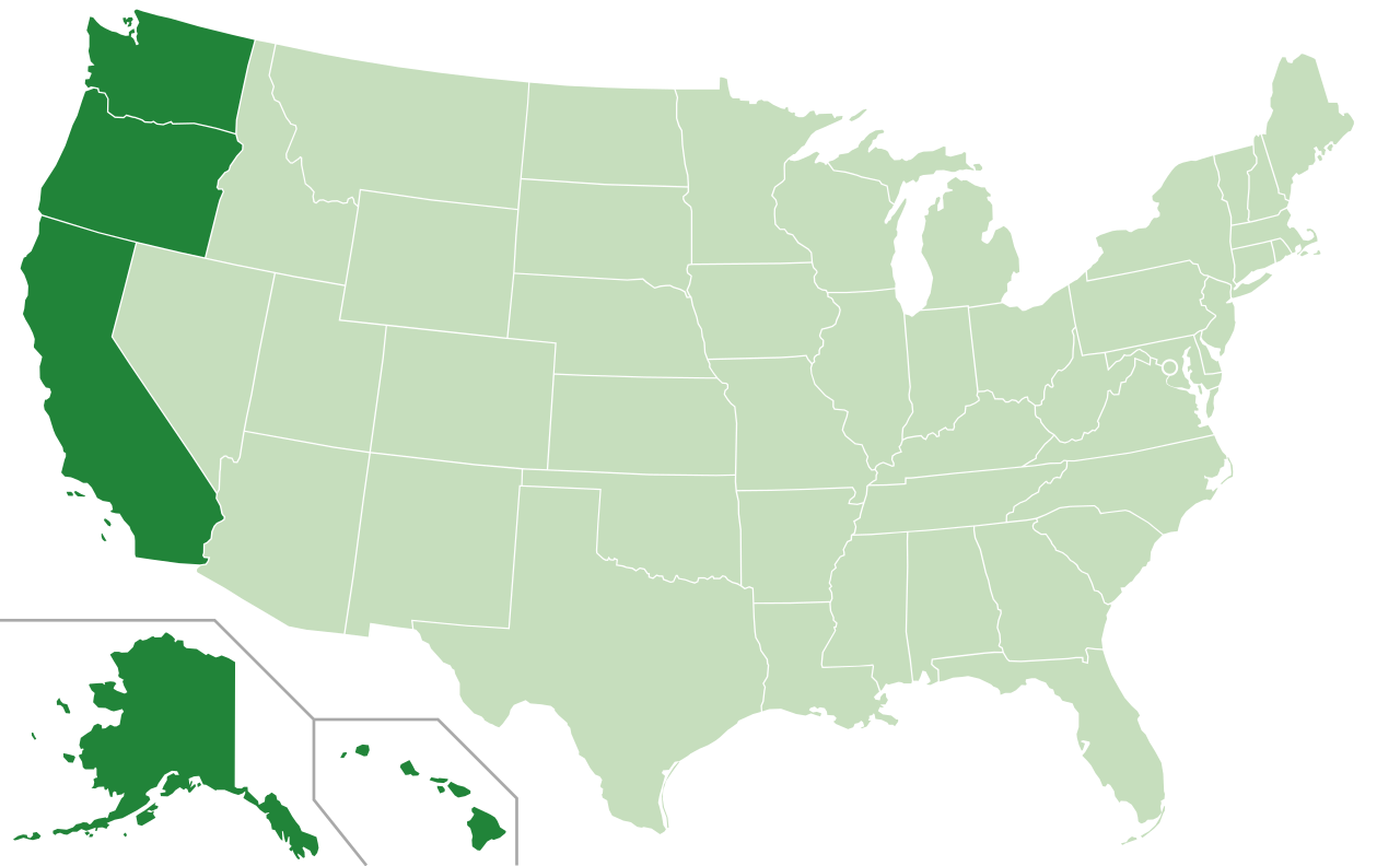 Map Of The West Coast File:west Coast Of The United States Map.svg - Wikimedia Commons