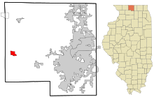 Winnebago County Illinois áreas incorporadas e não incorporadas Pecatonica realçadas.