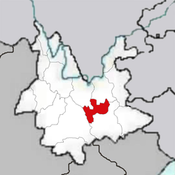 Vị trí của địa cấp thị Ngọc Khê (màu đỏ) trong tỉnh Vân Nam