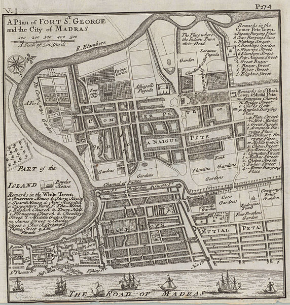 File:"A Plan of Fort St. George and the City of Madras," by Herman Moll.jpg