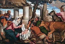 Adoration of the Shepherds by Jacopo dal Ponte Cat.1360 gallerie Accademia Venice