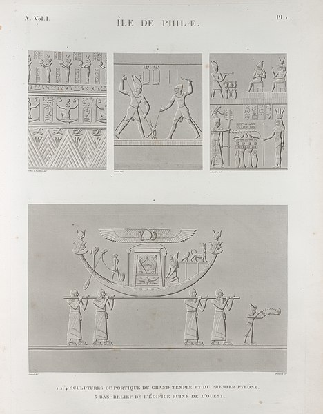 Pl.11 - 1.2.4. Sculptures du portique du Grand Temple et du premier pylône 3. Bas-relief de l'édifice ruiné de l'ouest