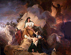 Cybèle protège contre le Vésuve les villes de Stabiae, Herculanum, Pompéi et Résina, par François-Édouard Picot, 1832.