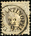 25 soldi 1867, grey-lilac, circle cancelled. Mi6Ia.