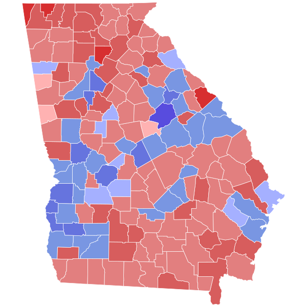 File:1998 United States Senate election in Georgia results map by county.svg