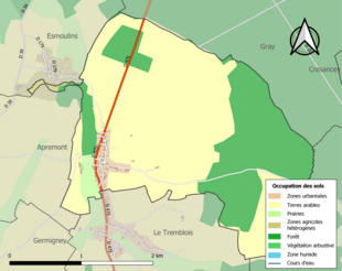 Carte en couleurs présentant l'occupation des sols.