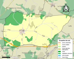 Kolorowa mapa przedstawiająca użytkowanie gruntów.