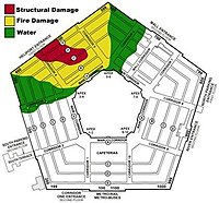 Grafika przedstawiająca poziom zniszczeń w Pentagonie
