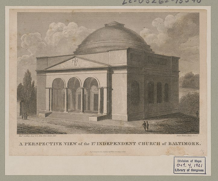 File:A perspective view of the 1st Independent Church of Baltimore - Maxn. Godefroy, Esqr., P.A., delin. from nature 1819 ; Tanner Vallance, Kearney & Co., sc. LCCN91796450.jpg