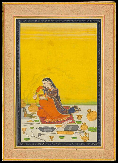 A woman preparing a meal. Kangra, c. 1810. Chester Beatty Library