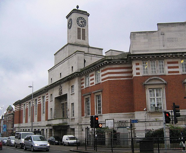 Acton Town Hall, built for Acton Urban District and opened 10 March 1910