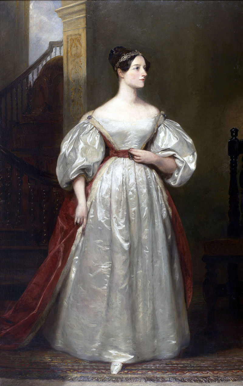 Depicted person: Ada Lovelace Ada Augusta Byron, only daughter of Lord Byron. She married William King in 1835. They became earl and countess of Lovelace in 1838. Ada Lovelace was an avid mathematician and is often called the first computer programmer, after she wrote an algorithm for Charles Babbage's Analytical Engine.