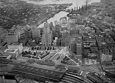 Aerial photograph of Downtown Providence taken in 1951