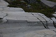 English: Rock art in the world heritage area in Alta, Norway. This is from the area Bergbukten 7a, a group of 65 figures. 22-25 m above sea level, and 6000-7000 years old. These have not been painted.