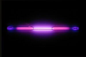 Vial containing a violet glowing gas