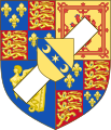 初代公(兼モンマス公)ジェイムズの紋章。イギリス王家の紋章に庶子を示すバトンが置かれ、中央にはバクルー伯爵スコット家の紋章が入る。