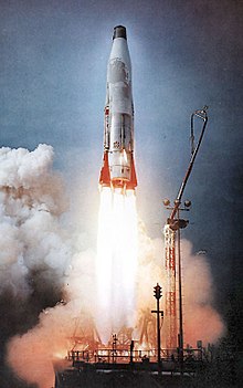 Test launch of a SM-65B Atlas intercontinental ballistic missile from Cape Canaveral Launch Complex 14. Atlas-B ICBM.jpg