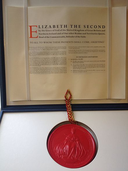 The ninth and current BBC Royal Charter, held at the BBC Written Archives Centre