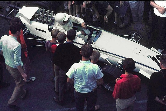 BMW's Formula Two car and driver Hubert Hahne during practice