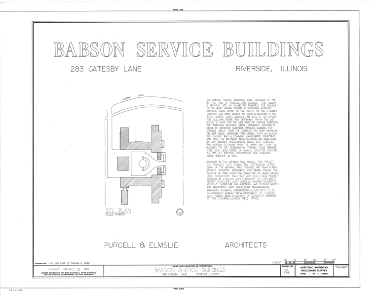 File:Babson Stable and Service Building, 283 Gatesby Lane, Riverside, Cook County, IL HABS ILL,16-RIVSI,1A- (sheet 1 of 7).png