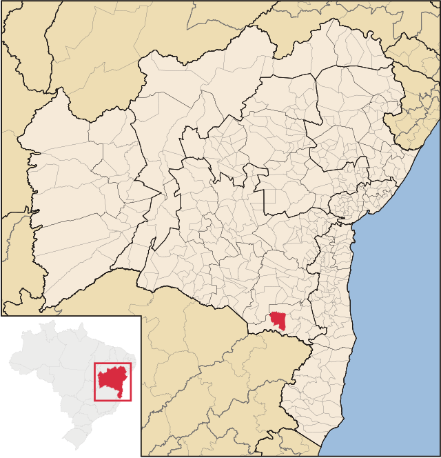 Localização de Ribeirão do Largo na Bahia