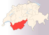 Localisation géographique du Valais en Suisse