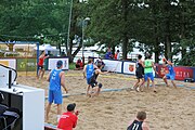 Deutsch: Beachhandball Europameisterschaften 2019 (Beach handball Euro); Tag 2: 3. Juli 2019 – Männer, Vorrunde Gruppe B, Slowenien-Russland 0:2 (16:24, 14:24) English: Beach handball Euro; Day 2: 3 July 2019 – Men Preliminary Round Group B – Slovenia-Russia 0:2 (16:24, 14:24)